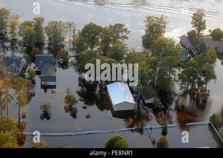 Flood damage seen during a visit by Army Gen. Frank Grass, chief, National Guard Bureau, and Air Force Chief Master Sgt. Mitchell Brush, senior enlisted adviser to the chief of the National Guard Bureau, to assess the National Guard response in support of civil authorities to severe flooding in South Carolina, Oct. 13, 2015. (U.S. Army National Guard photo by Sgt. 1st Class Jim Greenhill) (Released) Stock Photo