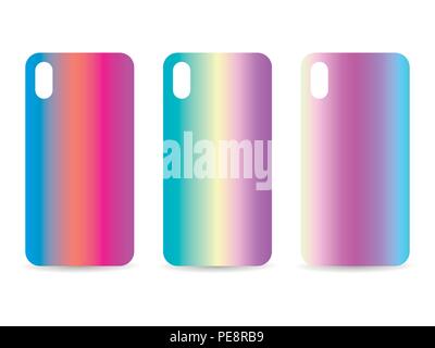 Phone case set with gradient backgrounds. Blurred shades. Vector illustration Stock Vector