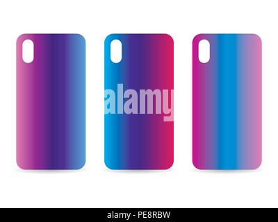 Phone case set with gradient backgrounds. Blurred shades. Vector illustration Stock Vector