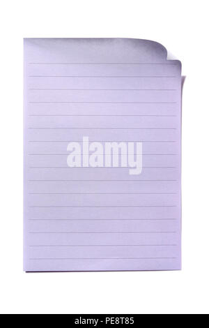Lined paper notepad page sheet isolated white background Stock Photo