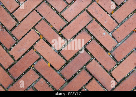 Flooring pattern with beautiful red clay tiles for walkway flooring Stock Photo