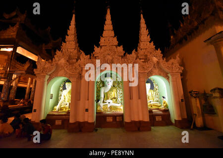 Amazing Buddha statue in Shwedagon Pagoda, Yangon, Myanmar Stock Photo