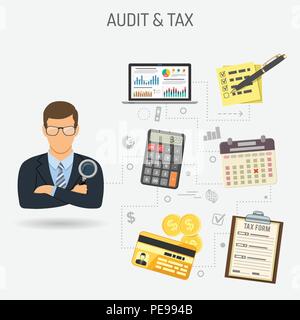 Auditing, Tax process, Accounting Banner Stock Vector