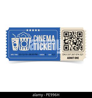 Cinema Ticket with QR Code Stock Vector