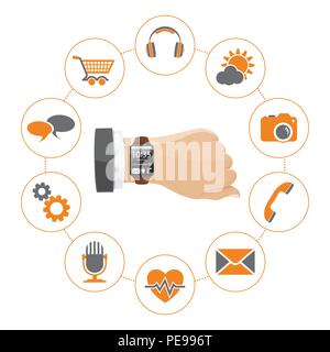 Smart Watch with Applications Stock Vector