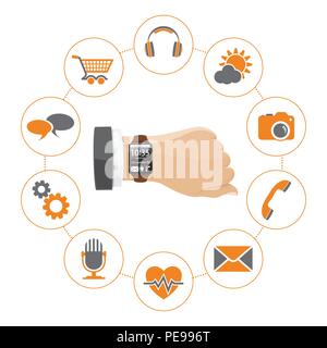 Smart Watch with Applications Stock Vector