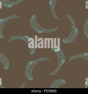 Sketch ghost soul path flying turquoise girls on brown background. Seamless vector pattern Stock Vector