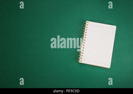 School clear notebook on a green background. Stock Photo
