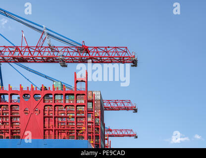 Detail of a container terminal with cranes in the port of Hamburg, Germany Stock Photo
