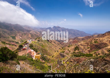 View over the village of Catalanes from a walking trail in Anaga, Tenerife, Canary Islands, Spain Stock Photo