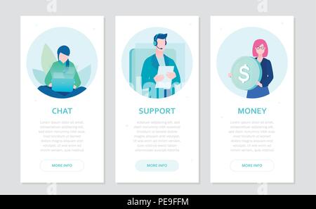 Business strategy - set of flat design style colorful banners Stock Vector