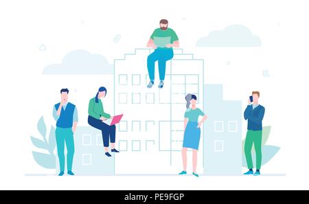 Office life - flat design style colorful illustration Stock Vector