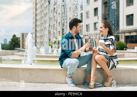 Nice happy couple having a romantic celebration Stock Photo