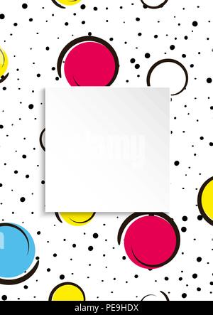 Pop art colorful confetti background. Big colored spots and circ Stock Vector