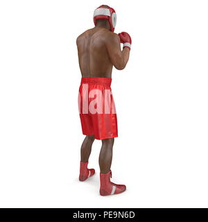 African American Male boxer on white. 3D illustration Stock Photo