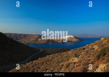 View of the gulf in Chora village in Astypalaia island, Greece Stock Photo