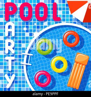 Banner of a pool party. Vector illustration. Eps 10 Stock Vector