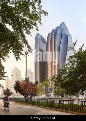 Exterior view. Chaoyang Park Plaza, Beijing, China. Architect: MAD Architects, 2017. Stock Photo