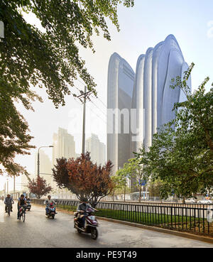 Exterior view. Chaoyang Park Plaza, Beijing, China. Architect: MAD Architects, 2017. Stock Photo