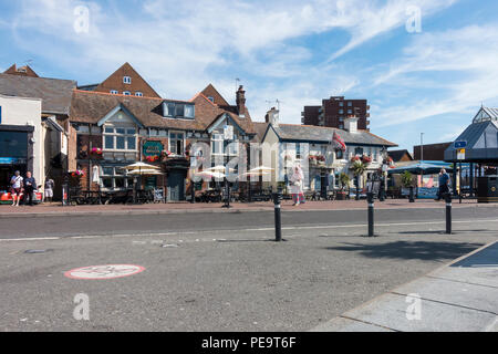 People out and about on Poole Quay on a sunny summers morning in July 2018, Poole, Dorset, UK Stock Photo