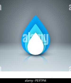 Vector blue paper water drop paper cut design. Paper art style Stock ...