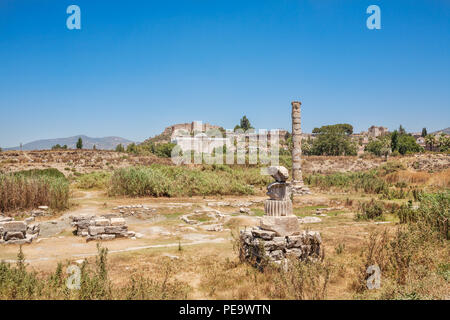 Ruins of Temple of Artemis at Ephesus. Selcuk in Izmir Province, Turkey Stock Photo