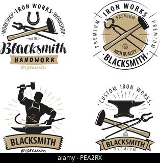 Blacksmith, forge logo or label. Blacksmithing symbol Vector Stock Vector