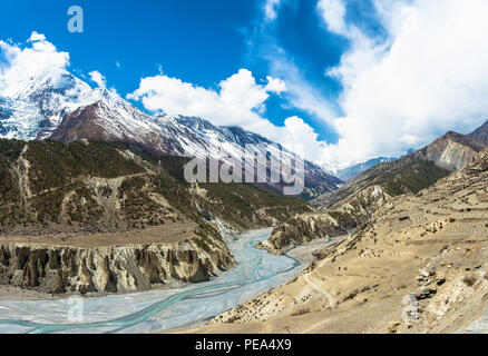 Beautiful mountain landscape with Bagmati river in Himalayas on spring day, Nepal. Stock Photo