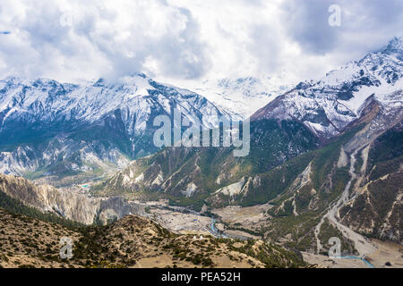 Beautiful mountain landscape with Bagmati river in Himalayas on spring day, Nepal. Stock Photo