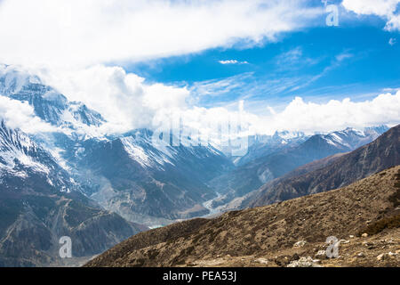 Beautiful mountain landscape with Bagmati river in Himalayas on spring day, Nepal. Stock Photo