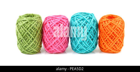 Skein of natural jute twine isolated on white Stock Photo