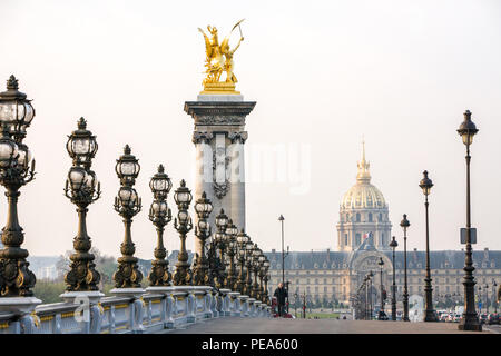Les Invalides from Pont Alexandre III Stock Photo