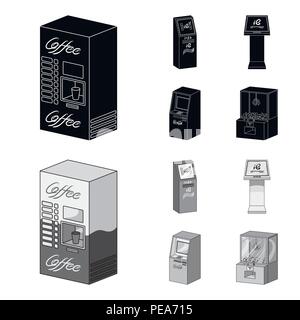Coffee machine, ATM, information terminal. Terminals set collection icons in black,monochrom style isometric vector symbol stock illustration . Stock Vector