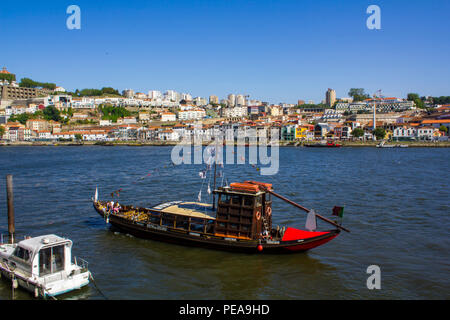 Traditional Rabelo boat on Douro River Stock Photo