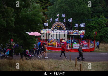 Fairground Ride at Bristol Balloon Fiesta on a Rainy August Day. UK, 2018. Stock Photo