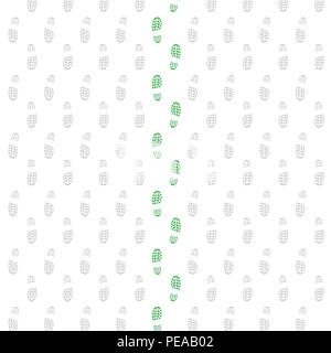 Different shoes ways with one green own path Stock Vector