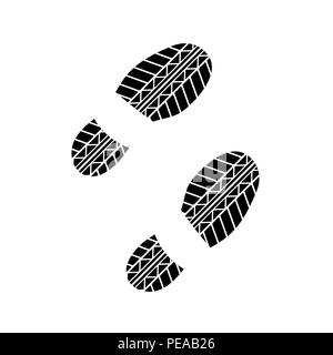 Two shoes silhouettes with black tire track forms Stock Vector