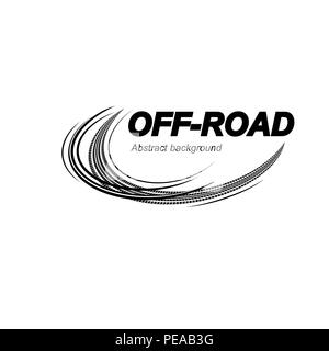 Abstract tire track logo with lines and text Stock Vector