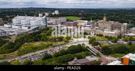 The old and the new Queen Elizabeth Hospital in Birmingham, West Midlands, UK. Stock Photo
