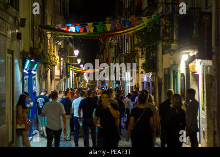 LISBON, PORTUGAL - JUNE 21, 2018: People on street during popular saints festival Stock Photo