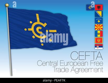 Cefta agreements flag, Central European organization Stock Vector