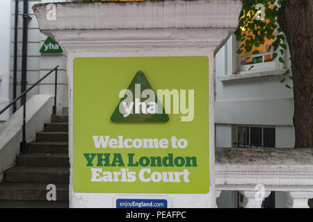 Bolton Gardens, London-September 8,2017: Entrance of YHA London Earls Court hostel  on September 8, 2017 in London, United Kingdom Stock Photo