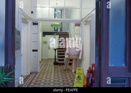 Bolton Gardens, London-September 8,2017: Entrance of YHA London Earls Court hostel  on September 8, 2017 in London, United Kingdom Stock Photo