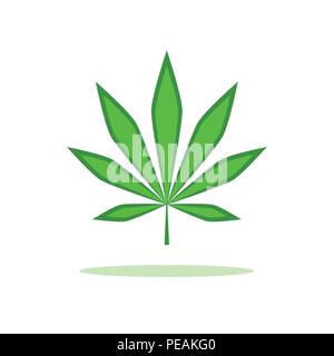 green cannabis leaf simple drawing vector illustration EPS10 Stock Vector