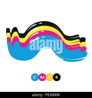 CMYK wave primary colors print vector illustration EPS10 Stock Vector