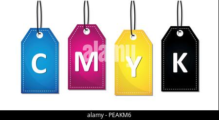 CMYK text label primary colors print vector illustration EPS10 Stock Vector