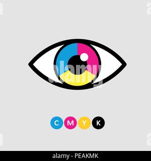 CMYK eye primary colors print vector illustration EPS10 Stock Vector