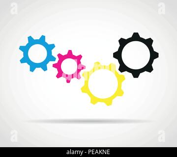 CMYK gears primary colors print vector illustration EPS10 Stock Vector
