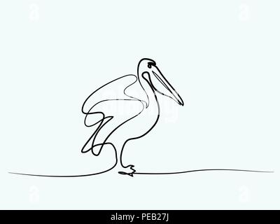 Continuous one line drawing. Pelican minimalist symbol. Logo of the pelican. Vector illustration Stock Vector