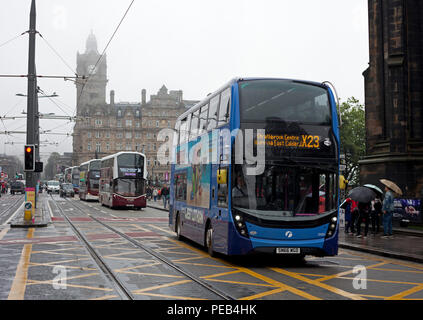 Edinburgh, Scotland, UK. 13 August 2018. Princes Street hotel General Manager wants buses out of Princes Street. Edinburgh City Council will launch an eight week consulation next week on how to transform how people move around the city. Stock Photo